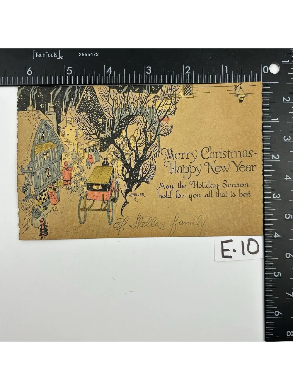 Vintage 1920s Buzza Co Minneapolis Christmas Greeting Card Wheeler Art Deco E-10